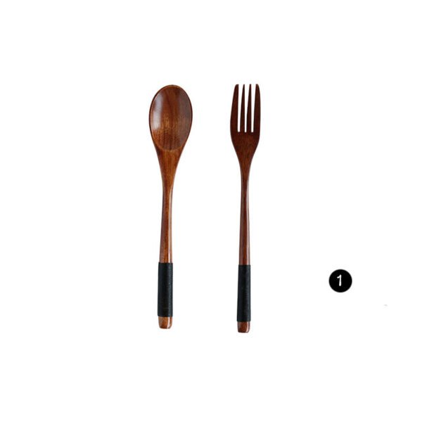 Japanese Style Wooden Bamboo Spoon Fork Cooking Utensil - Image 5