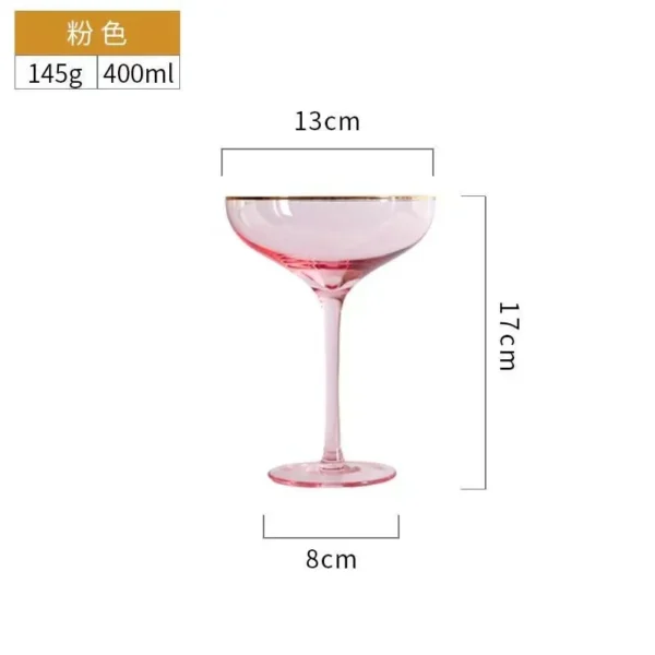 Nordic Cocktail Glass Goblet, Lead-Free Crystal Wine Glasses, Pink Gold Foil, Sweet Champagne Glass Cup - Image 8