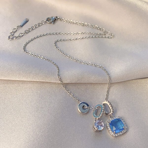 Women's Super Shiny Blue Zircon Necklace Niche High-end Clavicle Chain - Image 2