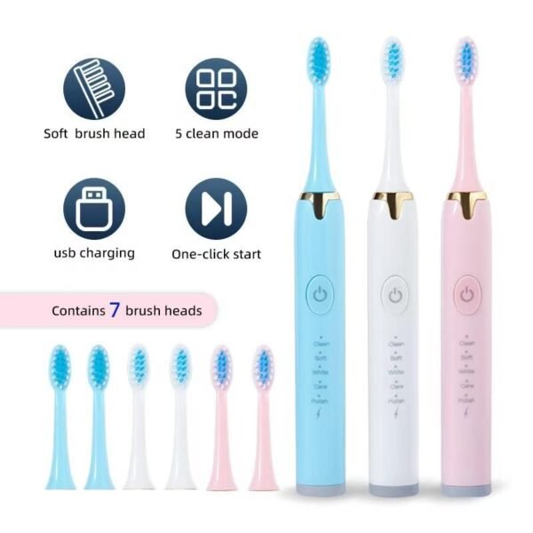 Toothbrush With Multi - Mode Selection And Seven - Brush - Head Cleaning Set - Image 9