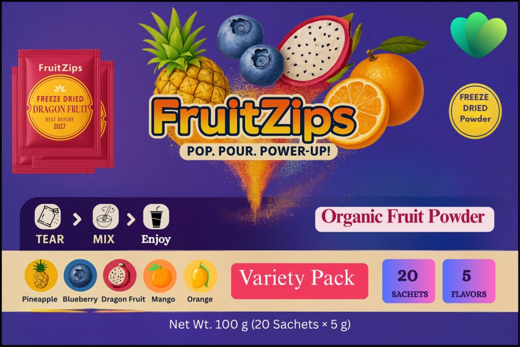 organic fruit zips fruit powder box